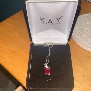 Kay Jewelers Silver Necklace with Pink Gemstone